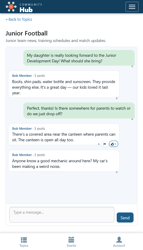 Discussion forum on mobile