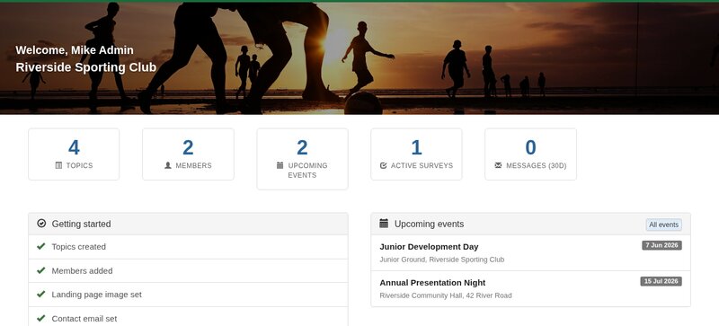 Community Hub admin dashboard overview