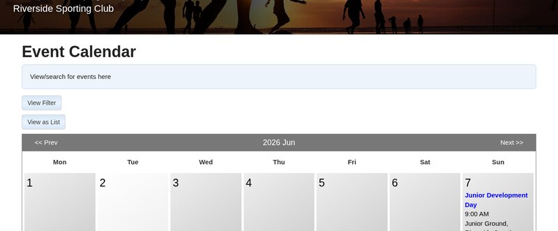 Member event calendar showing upcoming events
