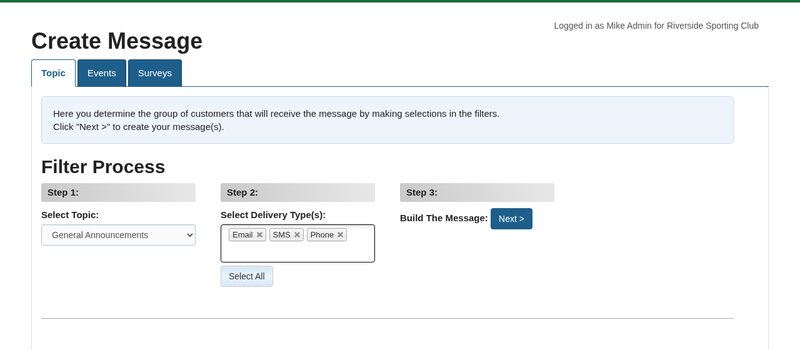 Compose a message with Email, SMS and Phone delivery selected