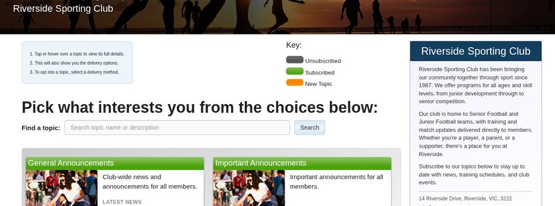 Member topic subscription selector